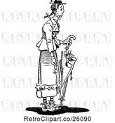 Vector Clip Art of Retro Brolly Lady by Prawny Vintage