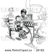 Vector Clip Art of Retro Brothers in a Class Room by Prawny Vintage
