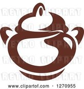 Vector Clip Art of Retro Brown and White Coffee Pot by Vector Tradition SM