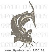 Vector Clip Art of Retro Brown Catfish by Patrimonio