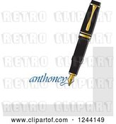 Vector Clip Art of Retro Brown Fountain Pen Writing Anthoney by Lal Perera