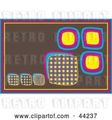 Vector Clip Art of Retro Brown Website Background of Colorful Boxes by Kaycee