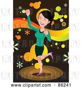 Vector Clip Art of Retro Brunette Busness Lady Doing a Happy Dance by Mayawizard101
