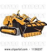 Vector Clip Art of Retro Bulldozer Machine 1 by Patrimonio