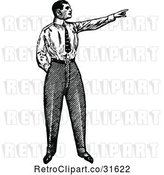Vector Clip Art of Retro Business Man Pointing by Prawny Vintage