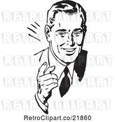 Vector Clip Art of Retro Business Man Talking and Waving His Hand by BestVector
