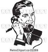 Vector Clip Art of Retro Business Man Using a Phone - 3 by BestVector