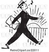 Vector Clip Art of Retro Business Man Whistling and Walking by BestVector