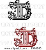 Vector Clip Art of Retro Capital Letter D Designs with Flourishes by Vector Tradition SM