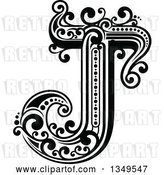 Vector Clip Art of Retro Capital Letter J with Flourishes by Vector Tradition SM