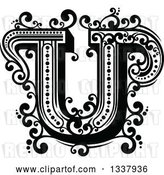 Vector Clip Art of Retro Capital Letter U with Flourishes by Vector Tradition SM