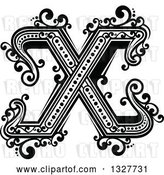 Vector Clip Art of Retro Capital Letter X with Flourishes by Vector Tradition SM