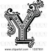 Vector Clip Art of Retro Capital Letter Y with Flourishes by Vector Tradition SM