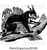 Vector Clip Art of Retro Caracal on a Log by Prawny Vintage