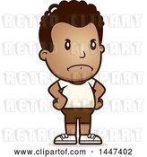 Vector Clip Art of Retro Cartoon Angry Black Boy in Shorts, with Hands on His Hips by Cory Thoman