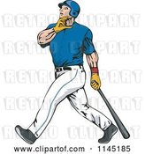 Vector Clip Art of Retro Cartoon Baseball Batter Gazing After Hitting a Home Run by Patrimonio