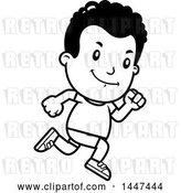 Vector Clip Art of Retro Cartoon Black Boy Running in Shorts by Cory Thoman