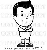Vector Clip Art of Retro Cartoon Bored or Stubborn Boy in Shorts, Standing with Folded Arms by Cory Thoman