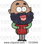 Vector Clip Art of Retro Cartoon Crazy Happy Guy with Beard and Book by Lineartestpilot