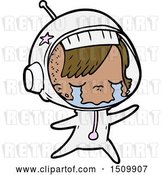 Vector Clip Art of Retro Cartoon Crying Astronaut Girl by Lineartestpilot