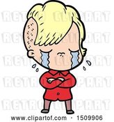 Vector Clip Art of Retro Cartoon Crying Girl with Crossed Arms by Lineartestpilot