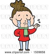 Vector Clip Art of Retro Cartoon Crying Lady by Lineartestpilot