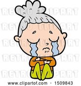Vector Clip Art of Retro Cartoon Crying Lady Hugged up by Lineartestpilot