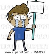 Vector Clip Art of Retro Cartoon Crying Protester by Lineartestpilot