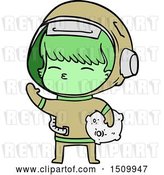 Vector Clip Art of Retro Cartoon Curious Astronaut Carrying Space Rock by Lineartestpilot