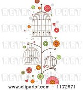 Vector Clip Art of Retro Cartoon Empty Bird Cages and Dots by BNP Design Studio