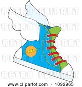 Vector Clip Art of Retro Cartoon Flying Sneaker with a Lightning Bolt Icon by Maria Bell