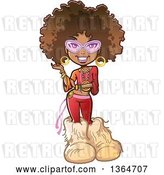 Vector Clip Art of Retro Cartoon Funky Pretty 70s Black Lady with an Afro, Glasses and Big Furry Boots by Clip Art Mascots