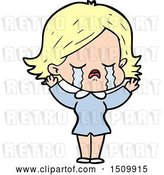 Vector Clip Art of Retro Cartoon Girl Crying by Lineartestpilot
