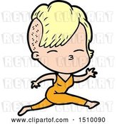 Vector Clip Art of Retro Cartoon Girl Leaping by Lineartestpilot