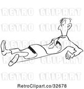 Vector Clip Art of Retro Cartoon Guy Flattened by a Roller by Picsburg