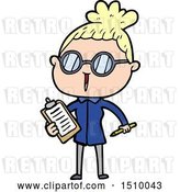 Vector Clip Art of Retro Cartoon Lady Wearing Spectacles by Lineartestpilot