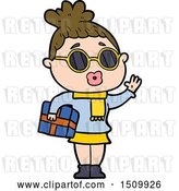 Vector Clip Art of Retro Cartoon Lady Wearing Sunglasses by Lineartestpilot