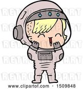 Vector Clip Art of Retro Cartoon Laughing Astronaut Girl by Lineartestpilot