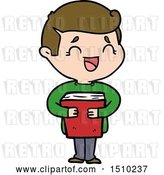 Vector Clip Art of Retro Cartoon Laughing Guy Holding Book by Lineartestpilot