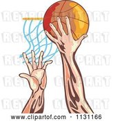 Vector Clip Art of Retro Cartoon Male Athlete Hands Dunking a Ball by Patrimonio