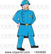 Vector Clip Art of Retro Cartoon New York Police Guy Standing with Hands Behind His Back by Patrimonio