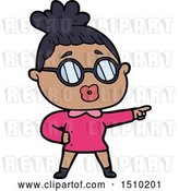 Vector Clip Art of Retro Cartoon Pointing Lady Wearing Spectacles by Lineartestpilot
