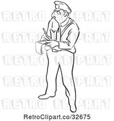 Vector Clip Art of Retro Cartoon Police Officer Writing a Ticket by Picsburg