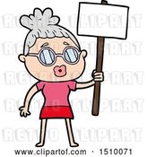 Vector Clip Art of Retro Cartoon Protester Lady Wearing Spectacles by Lineartestpilot