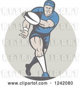 Vector Clip Art of Retro Cartoon Rugby Player Passing a Ball by Patrimonio