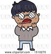 Vector Clip Art of Retro Cartoon Shocked Boy Wearing Spectacles by Lineartestpilot
