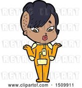 Vector Clip Art of Retro Cartoon Surprised Girl in Science Fiction Clothes by Lineartestpilot