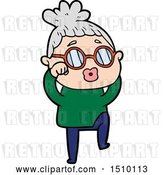 Vector Clip Art of Retro Cartoon Tired Lady Wearing Spectacles by Lineartestpilot