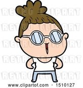 Vector Clip Art of Retro Cartoon Tough Lady Wearing Spectacles by Lineartestpilot