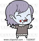 Vector Clip Art of Retro Cartoon Vampire Girl with Blood on Cheek by Lineartestpilot